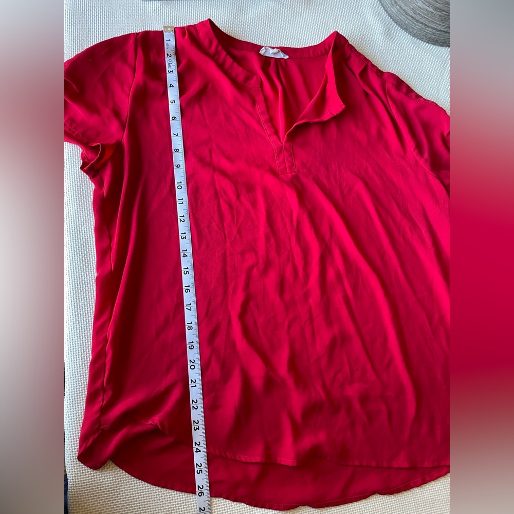 Pleione Red Women’s Large Short sleeve Blouse - Picture 5 of 7